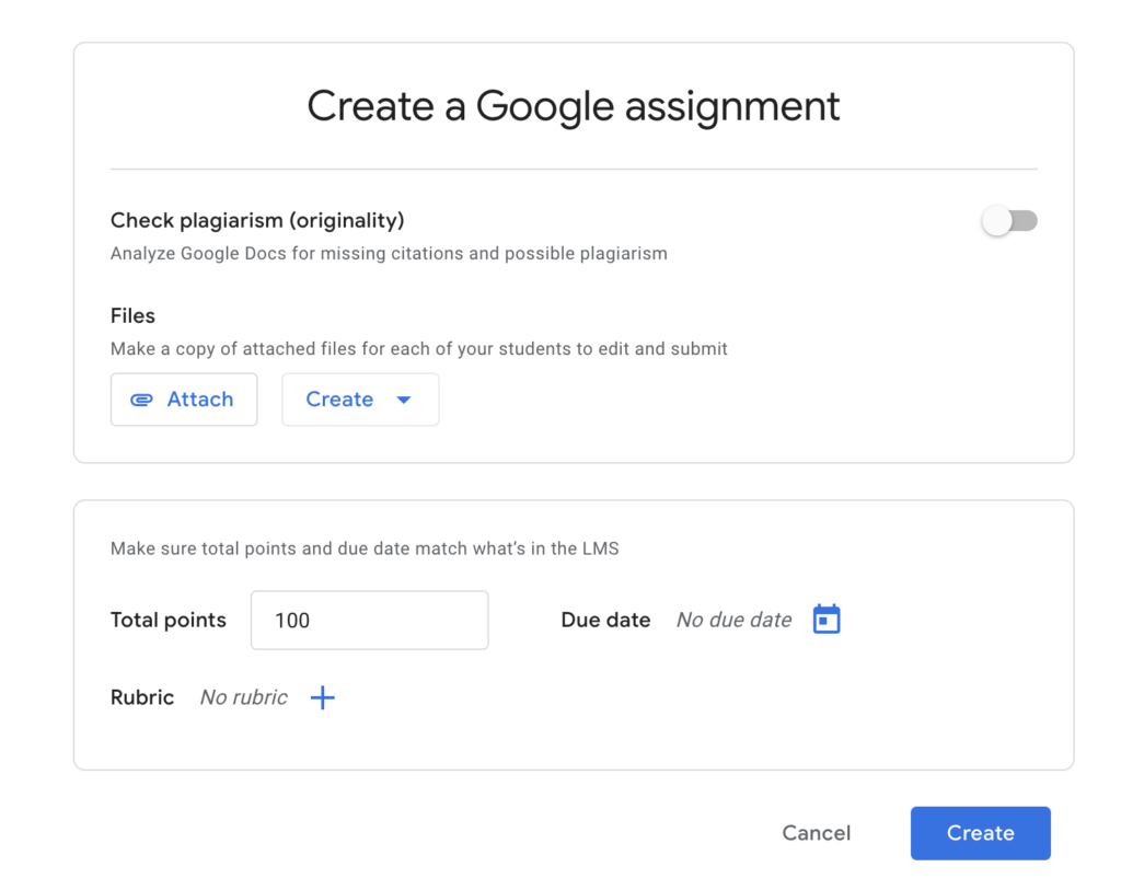 setting up the google assignment